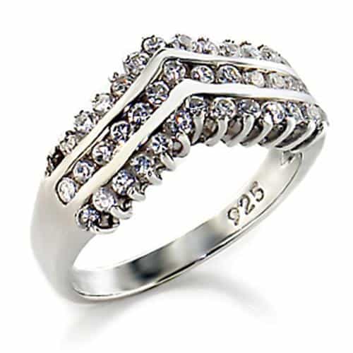 Sterling Silver CZ Chevron Multi Row Wide Ring view 1