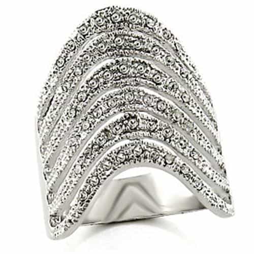Brass Gold Crystal Round Dome Ring | The Stainless Jewelry view 1
