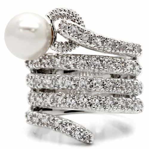 Brass Pearl CZ Spiral Wrap Ring | The Stainless Jewelry view 3
