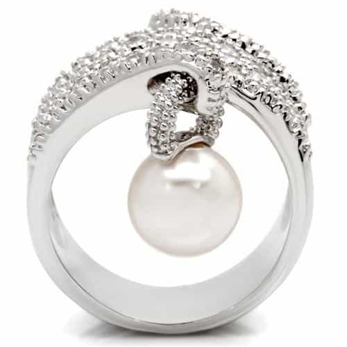 Brass Pearl CZ Spiral Wrap Ring | The Stainless Jewelry view 4