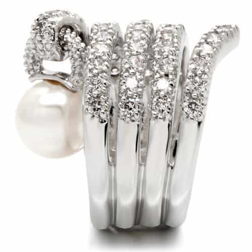 Brass Pearl CZ Spiral Wrap Ring | The Stainless Jewelry view 5