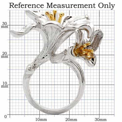 Brass Lily Flower Bee Ring | The Stainless Jewelry view 2