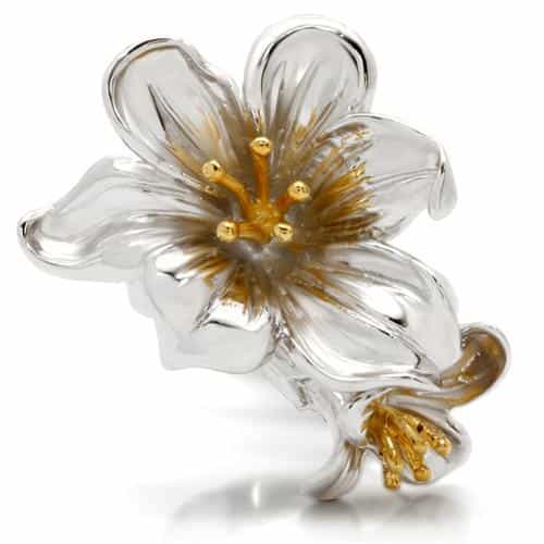Brass Lily Flower Bee Ring | The Stainless Jewelry view 3