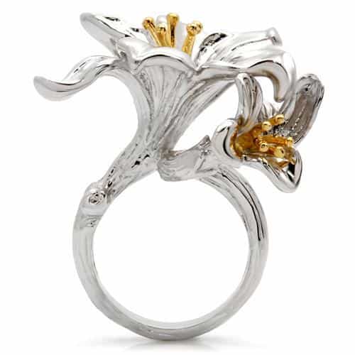 Brass Lily Flower Bee Ring | The Stainless Jewelry view 4