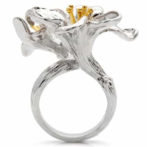 Brass Lily Flower Bee Ring | The Stainless Jewelry view 5
