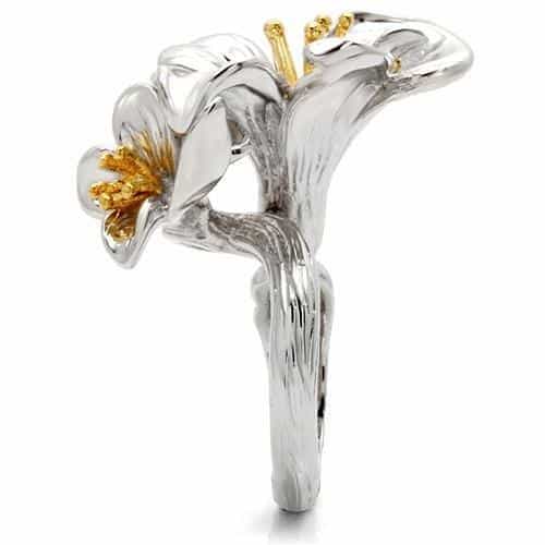 Brass Lily Flower Bee Ring | The Stainless Jewelry view 7