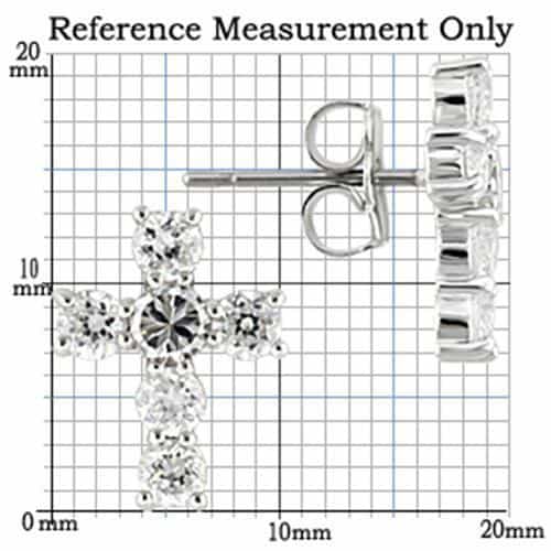 Sterling Silver CZ Cross Post Stud Earrings view 2