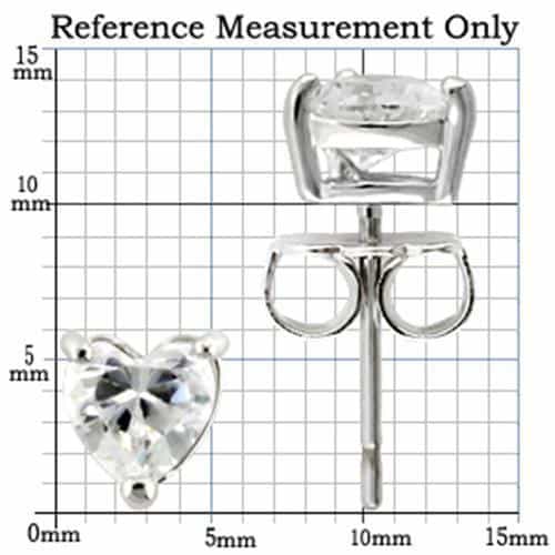 Sterling Silver CZ Heart Solitaire Stud Earrings view 2