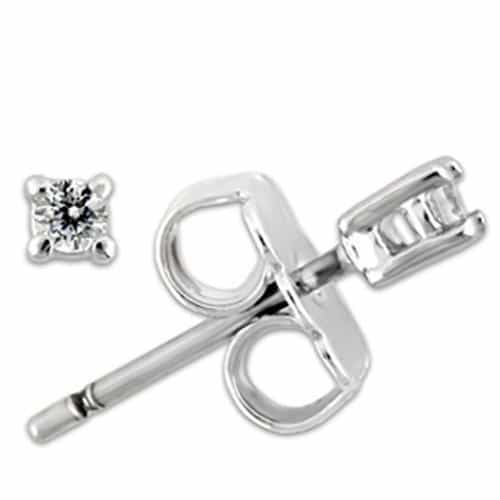 Sterling Silver Round CZ Stud Earrings | The Stainless Jewelry view 1