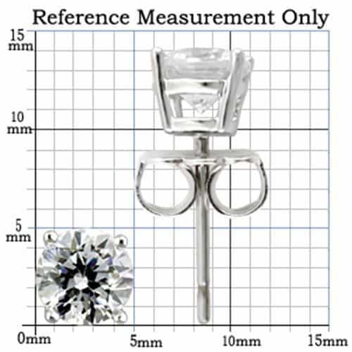 Sterling Silver Round Solitaire Stud Earrings view 2