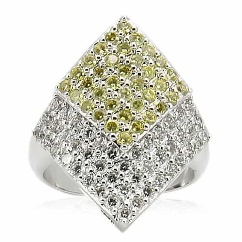 Brass CZ Pavé Yellow Center Square Ring | The Stainless Jewelry view 3