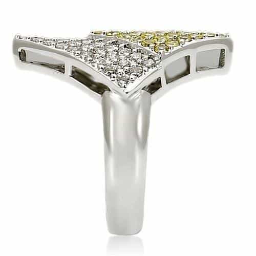 Brass CZ Pavé Yellow Center Square Ring | The Stainless Jewelry view 5