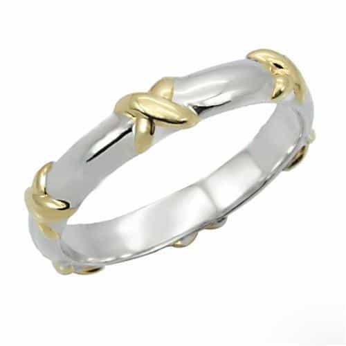 Brass Two-Tone X Band Ring | The Stainless Jewelry view 1