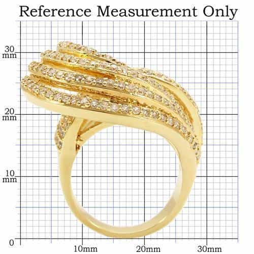 Brass Gold CZ Multi-Row Spiral Ring | The Stainless Jewelry view 2