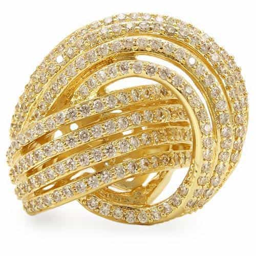 Brass Gold CZ Multi-Row Spiral Ring | The Stainless Jewelry view 3