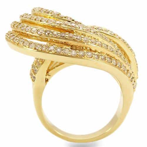 Brass Gold CZ Multi-Row Spiral Ring | The Stainless Jewelry view 4