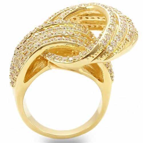 Brass Gold CZ Multi-Row Spiral Ring | The Stainless Jewelry view 5