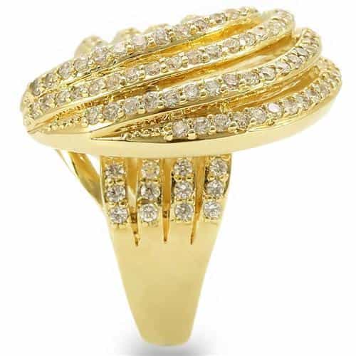 Brass Gold CZ Multi-Row Spiral Ring | The Stainless Jewelry view 6
