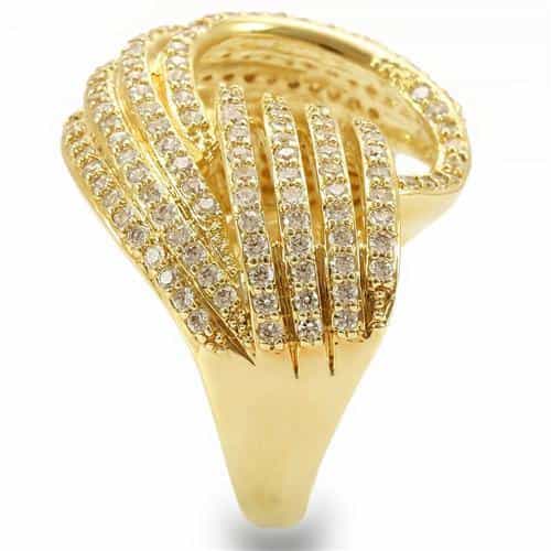 Brass Gold CZ Multi-Row Spiral Ring | The Stainless Jewelry view 7