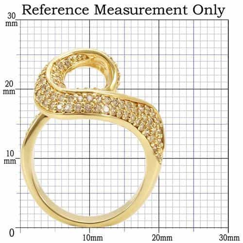Brass Gold CZ Bypass Swirl Ring | The Stainless Jewelry view 2