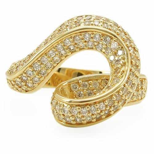 Brass Gold CZ Bypass Swirl Ring | The Stainless Jewelry view 3