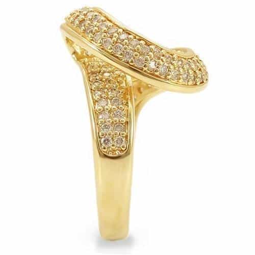 Brass Gold CZ Bypass Swirl Ring | The Stainless Jewelry view 7