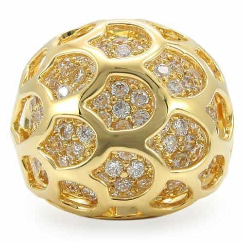 Brass Gold CZ Openwork Dome Ring | The Stainless Jewelry view 3