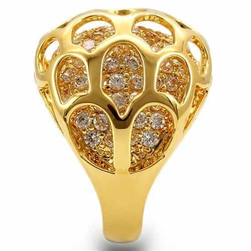 Brass Gold CZ Openwork Dome Ring | The Stainless Jewelry view 5