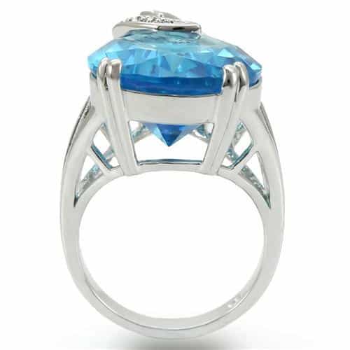 Brass Blue Topaz CZ Bypass Cocktail Ring | The Stainless Jewelry view 5