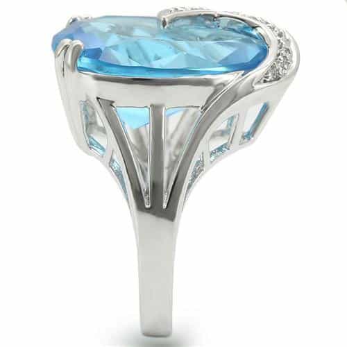 Brass Blue Topaz CZ Bypass Cocktail Ring | The Stainless Jewelry view 6