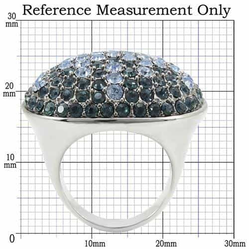 Brass Blue Crystal Pavé Dome Ring | The Stainless Jewelry view 2
