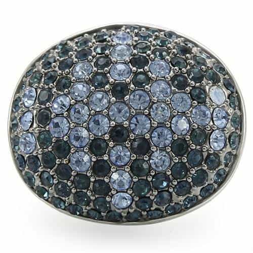 Brass Blue Crystal Pavé Dome Ring | The Stainless Jewelry view 3