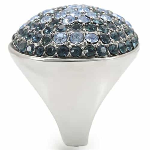 Brass Blue Crystal Pavé Dome Ring | The Stainless Jewelry view 5