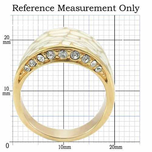 Brass White Enamel Crackle Gold Dome Ring | The Stainless Jewelry view 2