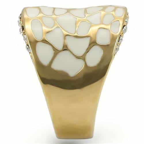 Brass White Enamel Crackle Gold Dome Ring | The Stainless Jewelry view 5