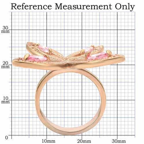Brass Rose Gold Pink CZ Butterfly Ring | The Stainless Jewelry view 2