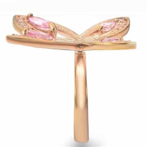 Brass Rose Gold Pink CZ Butterfly Ring | The Stainless Jewelry view 5