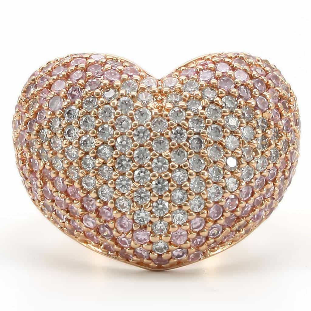 Brass Rose Gold CZ Pavé Heart Ring view 5
