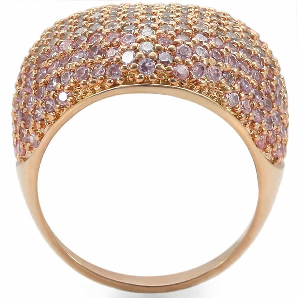 Brass Rose Gold CZ Pavé Heart Ring view 7