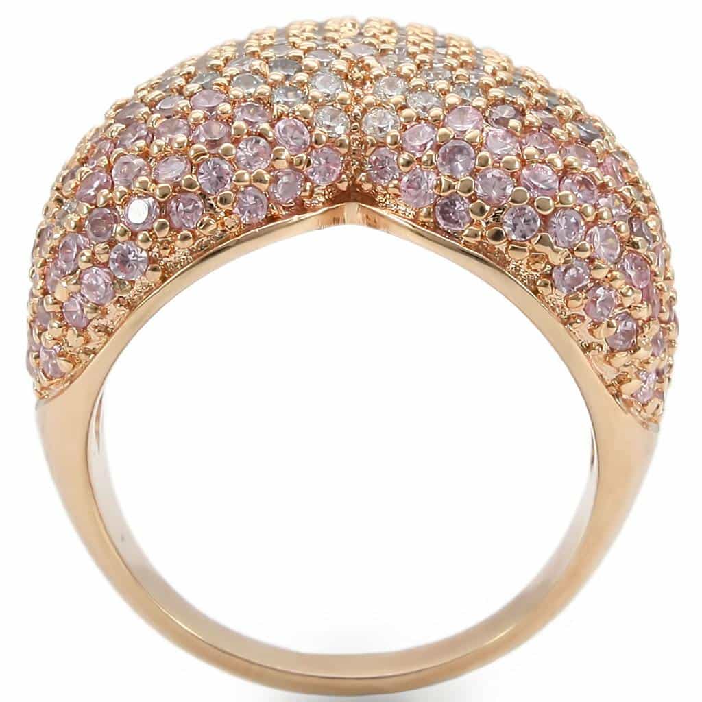 Brass Rose Gold CZ Pavé Heart Ring view 9