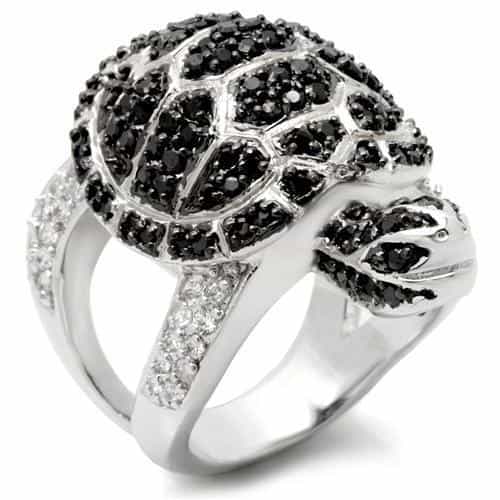 Brass Crystal Turtle Ring view 1