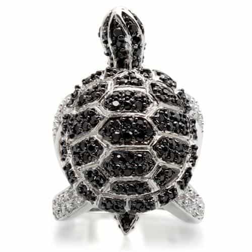 Brass Crystal Turtle Ring view 5