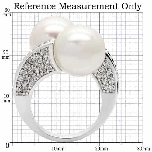 Brass Double Pearl CZ Bypass Ring view 3