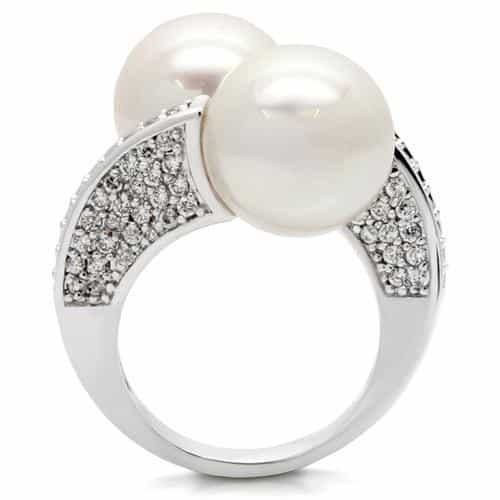 Brass Double Pearl CZ Bypass Ring view 7