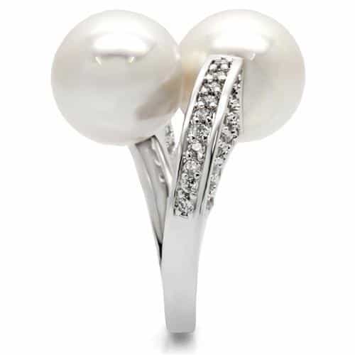 Brass Double Pearl CZ Bypass Ring view 9