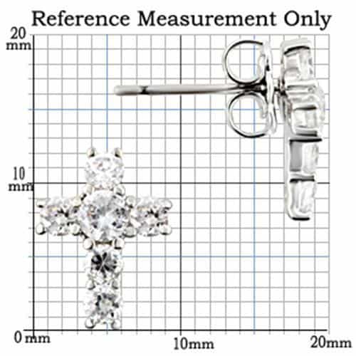Sterling Silver CZ Cross Huggie Stud Earrings view 2