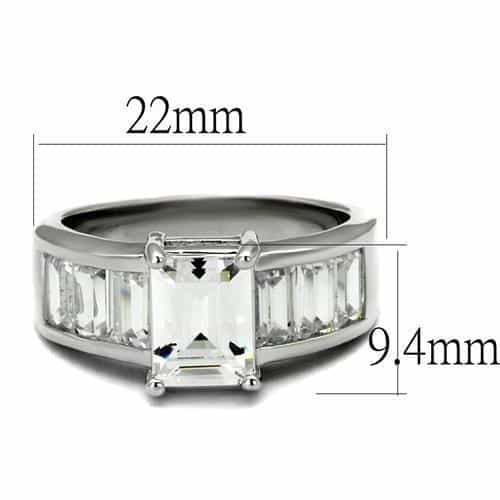 Brass CZ Emerald Cut Baguette Side Ring view 3