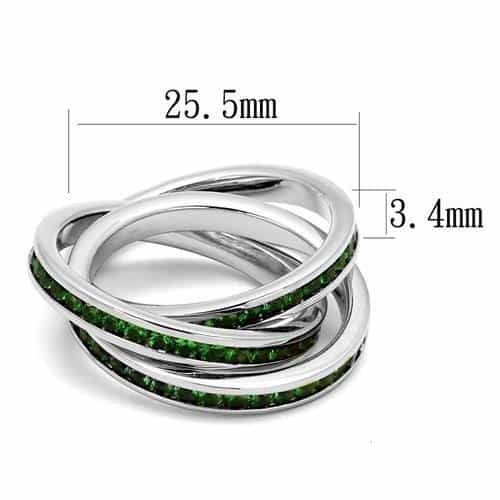 Brass Emerald CZ Channel Triple Rolling Ring view 3