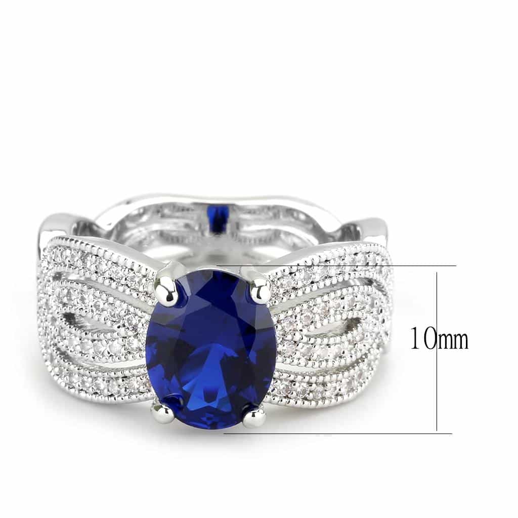 Brass Sapphire Oval Halo Multi-Row Wide Ring view 3