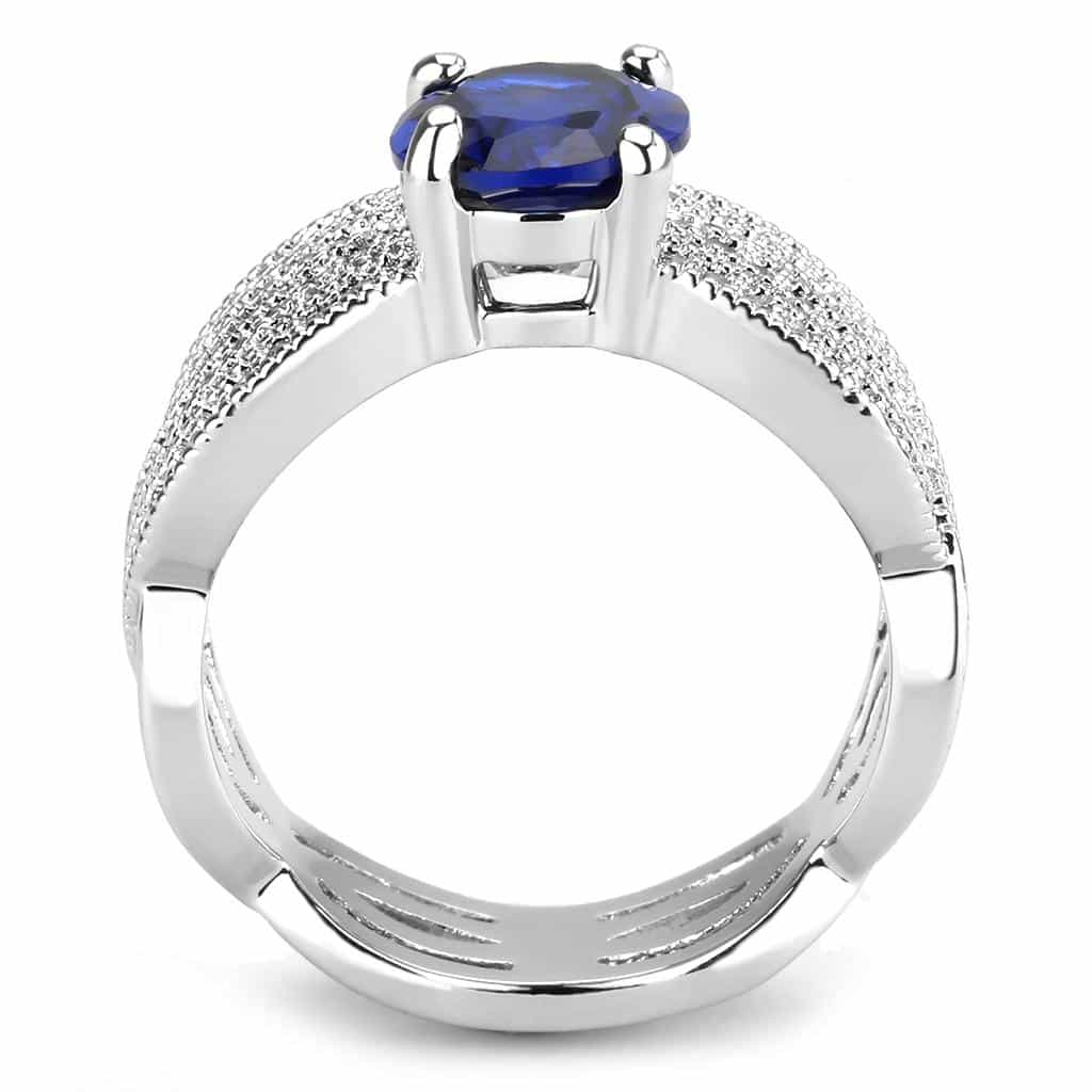Brass Sapphire Oval Halo Multi-Row Wide Ring view 5